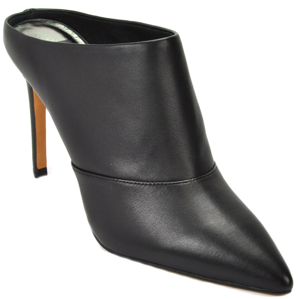 black high heel mules