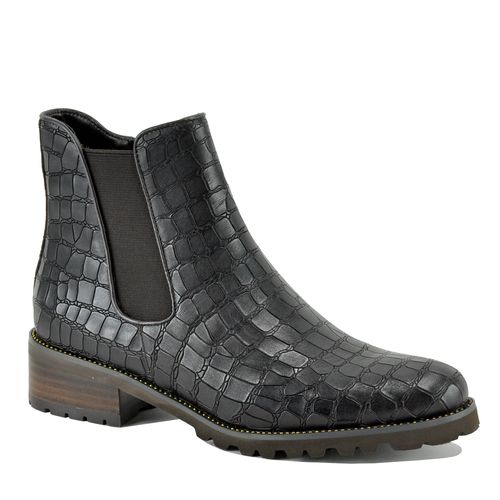 Links Croc Leather Flat Bootie