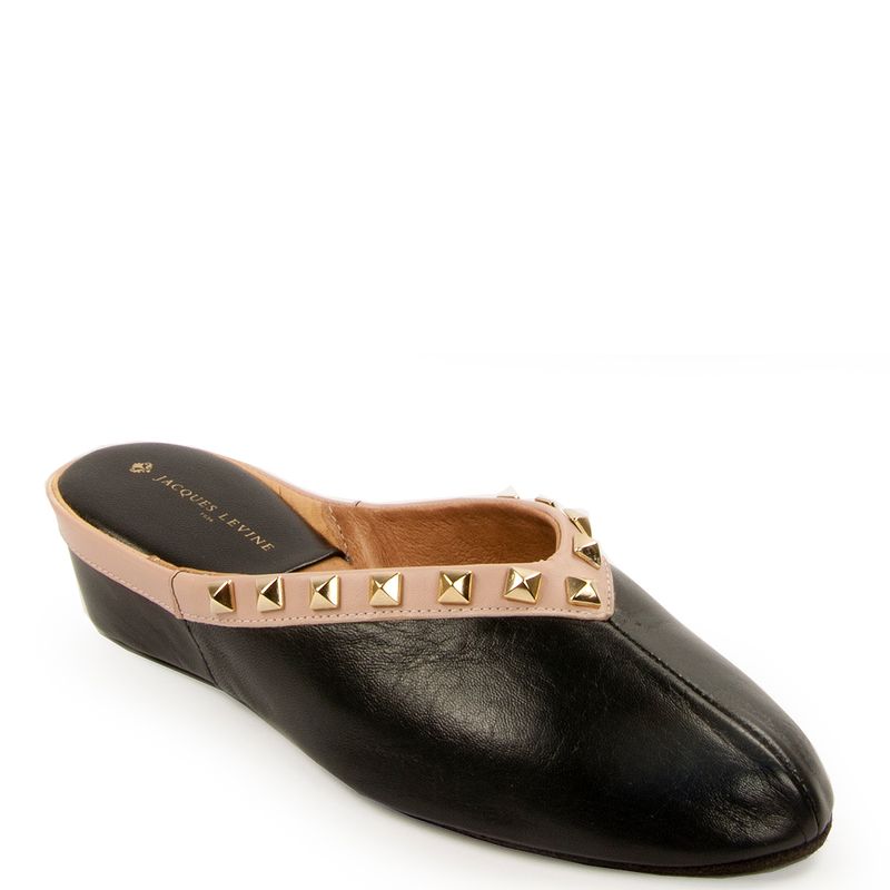 Leather Wedge Womens Slipper 17992 Jacques Levine Pyramid Stud