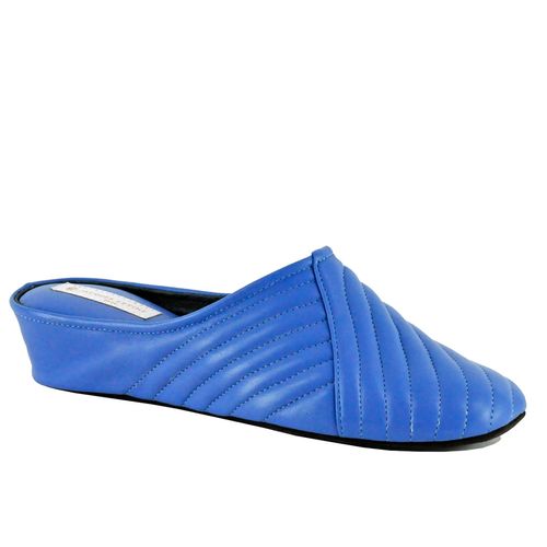 1221ChinaBlue Leather Closed Slipper