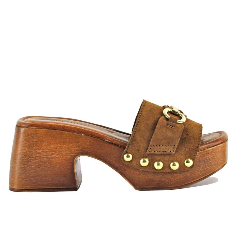 Sloane Suede Wood Heel Slide