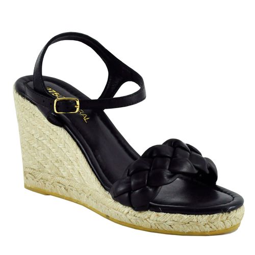 Puffy Leather Wedge Espadrille
