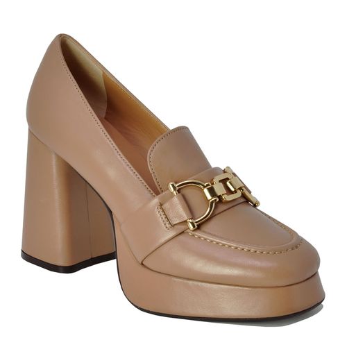 Fawn Leather Loafer Pump