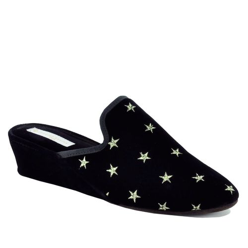 Starry Velvet Embroided Star Slipper