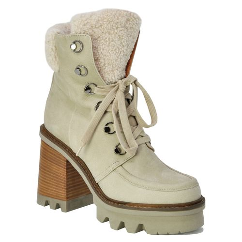 Lucy Leather Fur Lug Boot