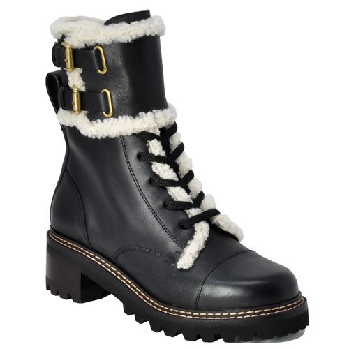 Mallory-SB39152C Leather Lace Fur Bootie