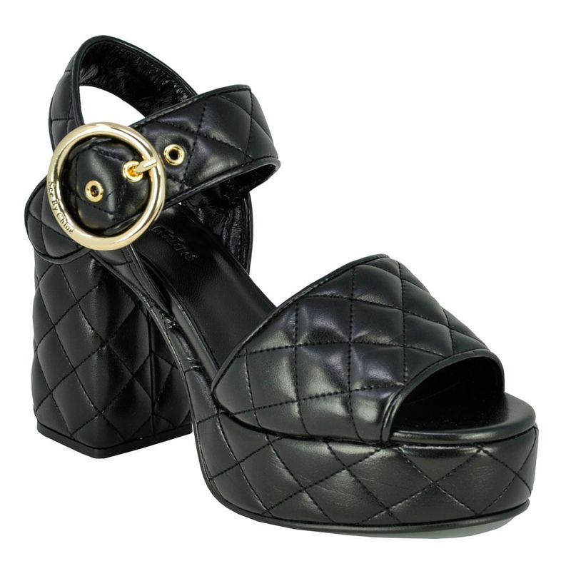 Quilted Leather Platform Sandals in Black - Prada