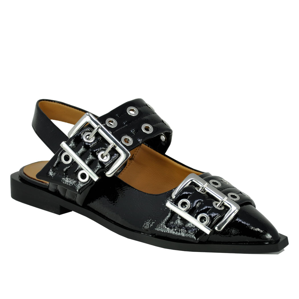 Graya Patent Buckle Pointy Flat