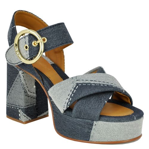 Joei-SB42076B Fabric Patchwork Platform Sandal